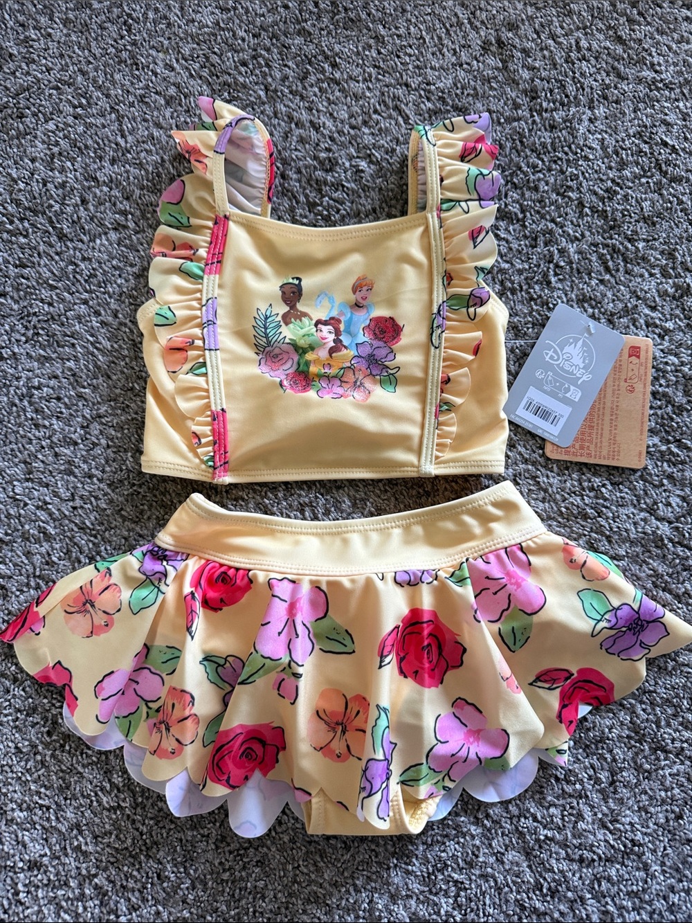Disney Yellow Floral Princess Two-Piece Swimsuit